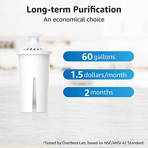 Overbest NSF Certified Pitcher Water Filter, Replacement for Brita® Pitchers and Dispensers