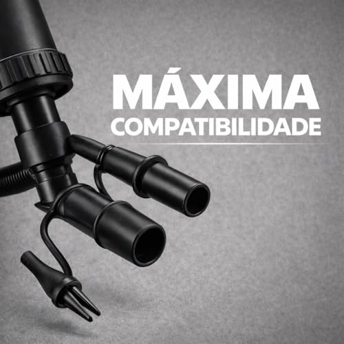 Bomba de Ar Manual Portátil para Colchão Inflável, Piscina, Boias e Bolas | Plástico Resistente, Mangueira Flexível, Bicos Adaptadores