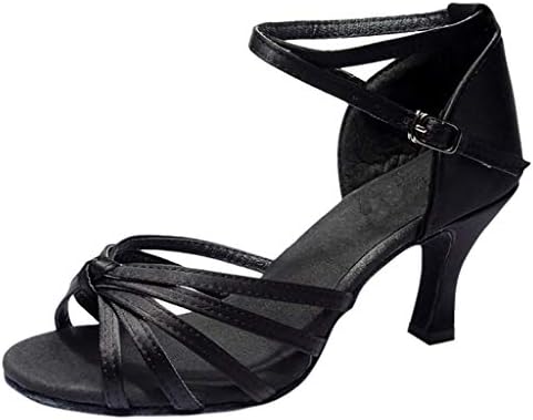 Girl Latin Dance Shoes 2019 Womens Fashion Summer Med-Heels Satin Sandals Party Tango Salsa Dance Shoes