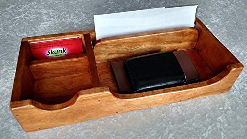 XL Trad Cherry Valet Box Phone Tray and Desk Organizer
