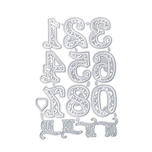 Conleke Lace Numbers Cutting Die Flower Shape Embossing Dies Carbon Steel Die Cuts Stencils for DIY Scrapbooking Album Paper Card Template Making Craft Decoration(10 Number)
