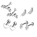 Jovivi 8pc Stainless Steel Leaf/Crescent/Feather/Heart Barbell Cartilage Tragus Helix Stud Earrings 16 Gauge 1/4