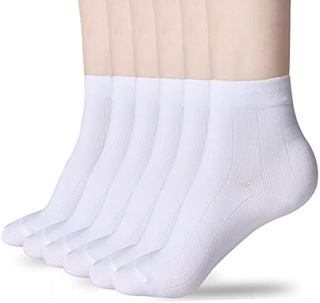 Women's Crew Socks,6 Pairs Cotton Comfort Blend Casual Quarter Socks for Women, Black White Grey Breathable Cushioned Sports Sock by Sioncy (White)