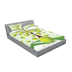 Ambesonne Tennis Fitted Sheet & Pillow Sham