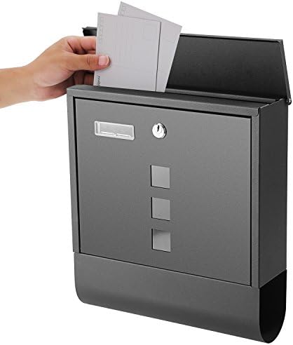 Fast Drop Box Mailbox Wall Mounted Mailbox Lockable with Retrieval Door & Newspaper Roll Stainless Steel (US STOCK) (Black-2)
