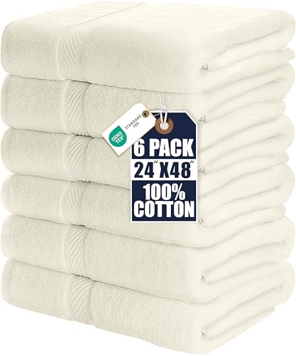 Utopia Towels [6er-Pack Badetuch-Set, 100% ringgesponnene Baumwolle (61x122 cm) mittelleicht und stark saugfähig, Premium-Handtücher für Hotel, Spa und Badezimm