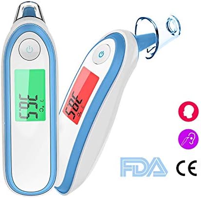 JUSALE Ear and Forehead Thermometer - Dual Mode Infrared Digital Thermometer for Baby Children and Adults with Instant Reading, Fever Warning, Clinical Monitoring, CE and FDA Certified