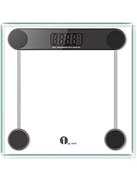 1byone Digital Body Weight Scale Bathroom Scale with Step-on Technology, 6MM Glass, Max Weight 400 Pounds