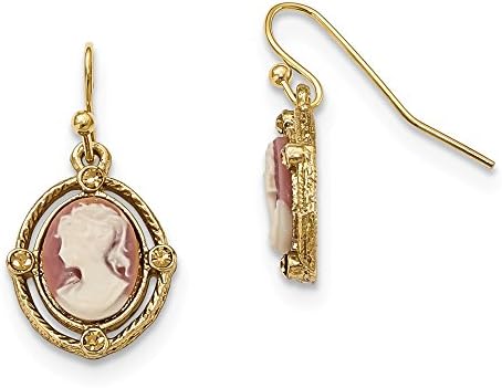 Perfect Jewelry Gift Gold-tone Open Oval Acrylic Cameo Dangle Earrings