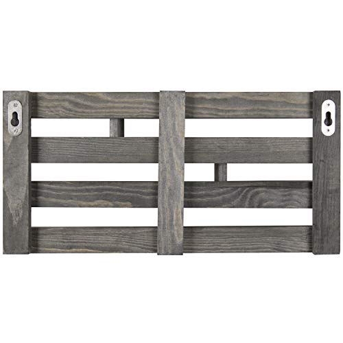 MyGift Vintage Gray Wood Wall-Mounted 3-Tiered Stair Shelf with 4 Key Hooks