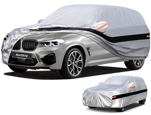Holthly 10 Layer Car Cover, Breathable, The Outer Car Cover Provides Wind, Water and UV Protection. Suitable for Audi Q5, BMW X3 and Other Vehicle Models.