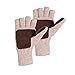 Winter Warm Wool Knitted Convertible Fingerless Gloves With Mitten Cover