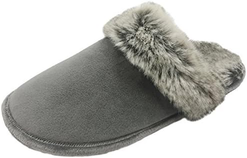 Finoceans Slippers Mens Womens Faux Fur Memory Foam House Bedroom Indoor Outdoor Winter Shoes