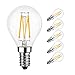 G14 LED Globe Bulb 4W(40W Incandescent Equivalent), LVWIT 2700K Warm White, Bathroom Vanity Light Bulb 4W E12 Screw Base Non-Dimmable LED Filament Bulbs, Pack of 6