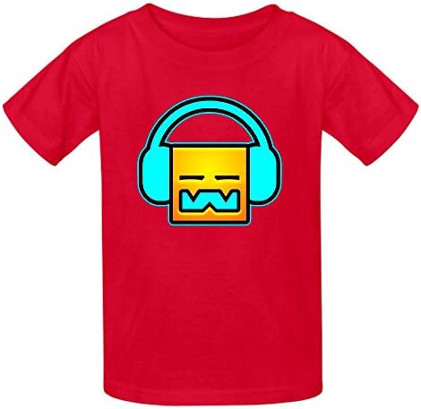 Toypop Geometry Dash Kids Cotton Crewneck T-shirt Custom Red