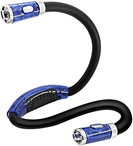 Wini LED Book Light(Blue), Hands Free,Flexible Arm, Aroung the Neck, Best for Bed Reading or Read in Car,4 super Bright LED Bulbs, 4-level Light Control