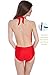 Brazilian High Waist Bikini Sexy Triangle Push Up One Piece Swimsuits in Women Red
