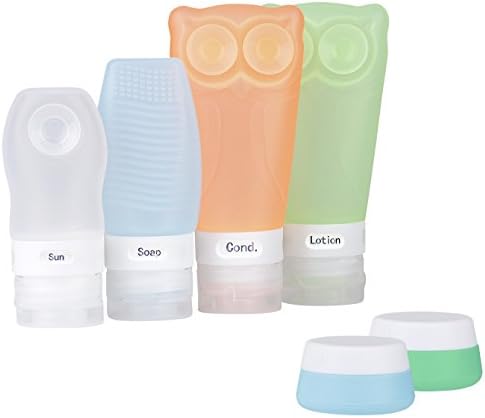 Silicone Travel Bottles Set, 4+2 Pack Cosmetics Organizers Travel Containers, BPA Free,Leak Proof Design, Including Cream Jar, Toiletries Bottle, Shampoo Bottle, Lotion Container,with Washing Function