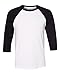 Bella Canvas 3/4-Sleeve Baseball Tee White/Black