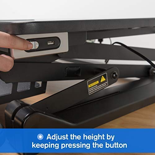 Electric Height Adjustable Standing Desk Converter with 36” Wide Office Tabletop Workstation, Sit to Stand up Computer Platform Monitor Riser