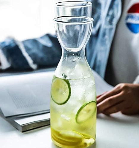 Amazon Com Tiktalk Glass Bedside Water Carafe Set With Tumbler Glass Set For Bathroom Mouthwash Bottle Bedroom Nightstand 20ounce 600ml Clear Mixed Drinkware Sets