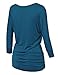 Made By Johnny MBJ WT1036 Womens V Neck 3/4 Sleeve Dolman Top with Side Shirring XXL Teal