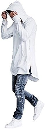 ONCEGALA Men's Hipster Hip Hop Long Sleeve T Shirt Pullover Longline Hooded Hoodie Sweatshirt