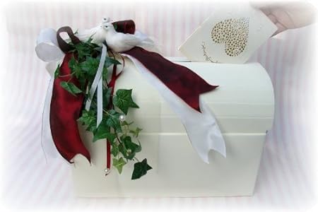 Caja para sobres de boda, diseño de cofre Burdeos: Amazon.es: Hogar