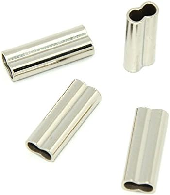 100pcs Barrel Crimping Sleeves copper double tube sea fishing wire sleeve fishing line tube inside Diameter 1.0mm-2.2mm (white, 10mmx1.6mm)