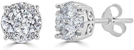 1/4Ct Women Round Diamond Stud Earrings Set In Sterling Silver