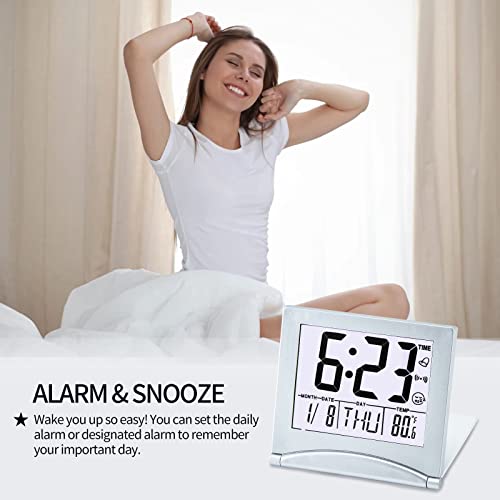 KANBIT Small Digital Travel Alarm Clock Battery Operated, Portable
