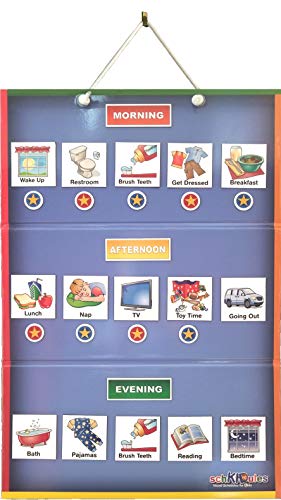 SchKIDules 2-in-1 Complete Collection Bundle Visual Schedule: Daily Kids Calendar and Weekly Responsibility Chart All in One; 18" Trifold Magnetic Board, 132 Activity Magnets and 57 Accessory Magnets