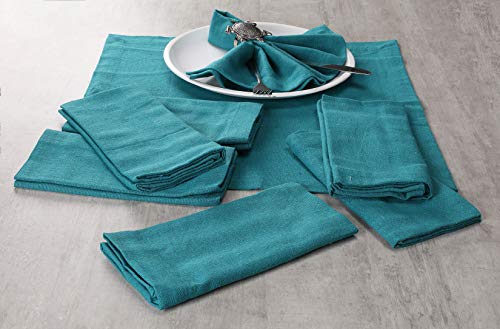 Cotton Dinner Napkins 12 Pack - 18x18 Inches - Teal, 100% Cotton Cloth Napkins, Tailored with Mitered Corners and a Generous 1" Hem, Soft and Comfortable - Ideal for Events and Regular Home Use