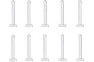 10 Pieces - Clear Bioflex Stud Nose Retainer with Flat Head