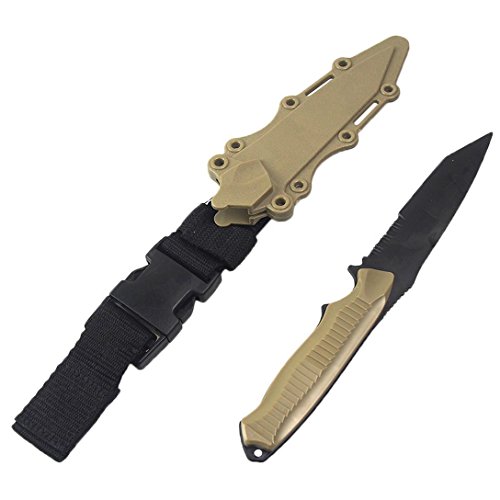 Toonol Tactical Rubber Knife Military Training Dagger Cosplay Funning War Game Knife Props Blade Rubber Fake Knives with Scabbard/Sheath