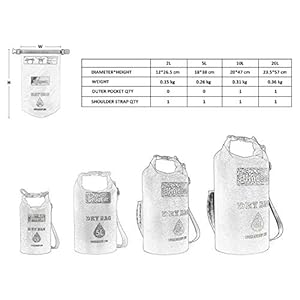 Schnorchelmasken 41n80hI bTL. SS300 🌊Dünn&Leichte Version der Dry Bag –Dünn und leicht sind die Eigenschaften unserer wasserdichten Tasche. Diese wasserdichte Tasche ist leichter als eine herkömmliche wasserdichte Tasche, wenn dasselbe geladen wird. Gleichzeitig kann sie in einem kleineren Volumen gelagert werden. Unigear Dry Bag Dünn&Leichte Version besteht aus 210T reißfestes Nylon PVC, wasserdicht und reißfest.
🌊Wasserdichte Handytasche- Die mitgelieferte Handytasche ist gültig für alle Smart-Handys mit einer Bildschirmgröße bis zu 6 Zoll.
🌊Netzbeutel an der Seite(10L/20L)/ 2L mit Haken kann gehängt werden –Die seitlichen Netztaschen bieten Platz für kleine Gegenstände wie Wasserflaschen, Handtücher usw. 2L wasserdichte Tasche ist mit Haken ausgerüstet, die an andere Rucksäcke oder Tasche gehängt werden können.