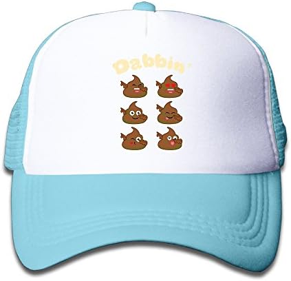 Joijiouio Funny Dabbing Poop Emoij Youth Sun Protection UnisexAdjustable Mesh Back Cap SkyBlue