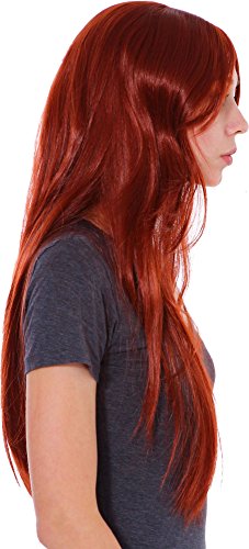 Simplicity Women's Long straight Wig Cosplay Party Full Hair Red Wig w/ Wig Cap - Image 3