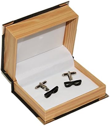 Men's Novelty Black Glasses Cufflinks and Gift Box