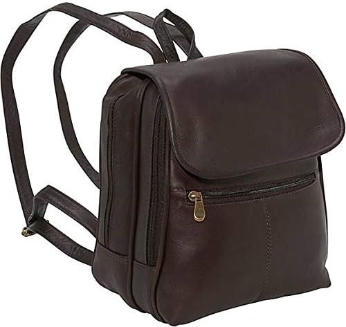 Leather Women’s Organizer Backpack/Purse – Premium Full-Grain Colombian Vaquetta Leather Bag, 12.5” x 11” (Cafe)