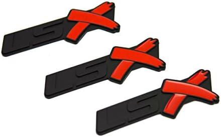3 NEW CUSTOM MATTE BLACK & RED GM SILVERADO SIERRA GMC CTS CTSV CORVETTE CHEVELLE CAMARO COMPATIBLE LSX V8 ENGINE EMBLEMS