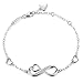 Billie Bijoux 925 Sterling Silver Infinity Heart Endless Love Symbol Charm Adjustable Bracelet White Gold Plated Women' s Gift for Christmas Day (A-Silver)