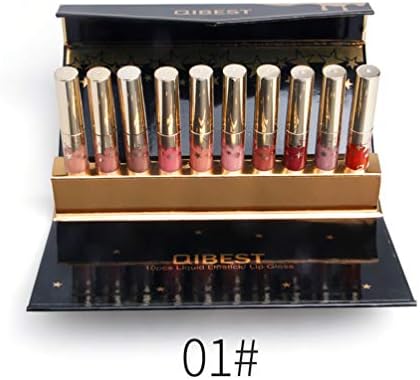 QIBEST 10 Pcs Liquid Lipstick/Lip gloss Non-stick Matte Lipstick Set01.