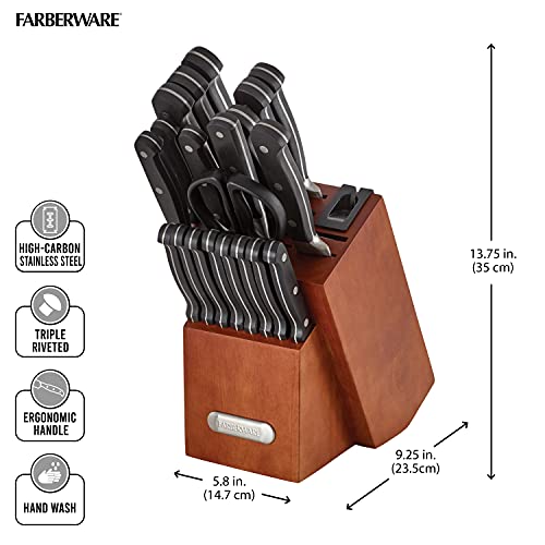 Farberware Triple Rivet Kitchen Knife Block Set with BuiltIn