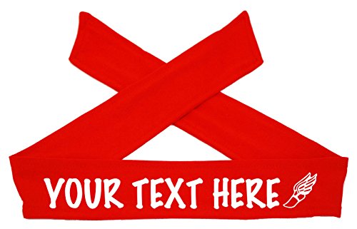 DESIGN YOUR OWN CUSTOM TIE HEADBAND - NO SPARKLE FLAT LETTERS - TRACK AND FIELD - CROSS COUNTRY - WINGED FOOT (RED)