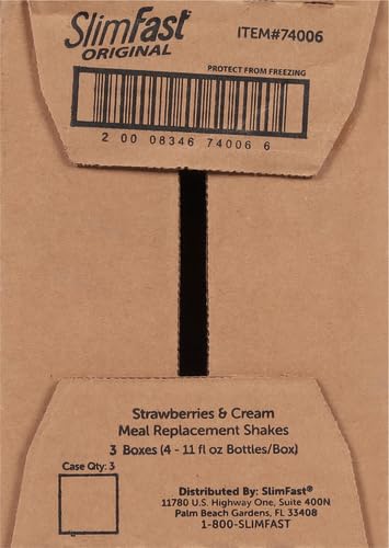 SLIMFAST MEAL REPLACEMENT SHAKE, ORIGINAL STRAWBERRIES & CREAM, 10G OF READY TO DRINK PROTEIN FOR WEIGHT LOSS, 11 FL. OZ BOTTTLE