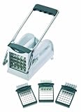 Westmark Multipurpose French Fry Cutter with 3 Thickness Adjustable Stainless Steel Blades and Non-Slip Suction Pad (Silver) (Kitchen)