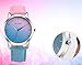 COOKI Womens Quartz Watches, Rainbow Design Unique Analog Fashion Clearance Lady Watches Female Watches Casual Wrist Watches for Women,Round Dial Case Comfortable Faux Leather-H15 (Pink)
