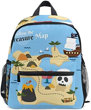 SKYDA Backpack for School Teenagers Girls Boys Bags Pirate Treasure Map With Skull And Boat Printing Travel Bag