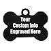 Hat Shark Custom Personalized 3D Laser Engraved Bone Shaped Pet ID Tag for Him, for Her, for Boys, for Girls, for Husband, for Wife, for Them, for Men, for Women, for Kids(Black)